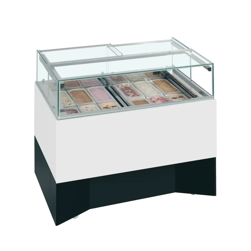 Vitrine à glace ventilée - capacité 12 x 5 litres - 1276 x 819 x 1229 mm - TEFCOLD Prix Bas