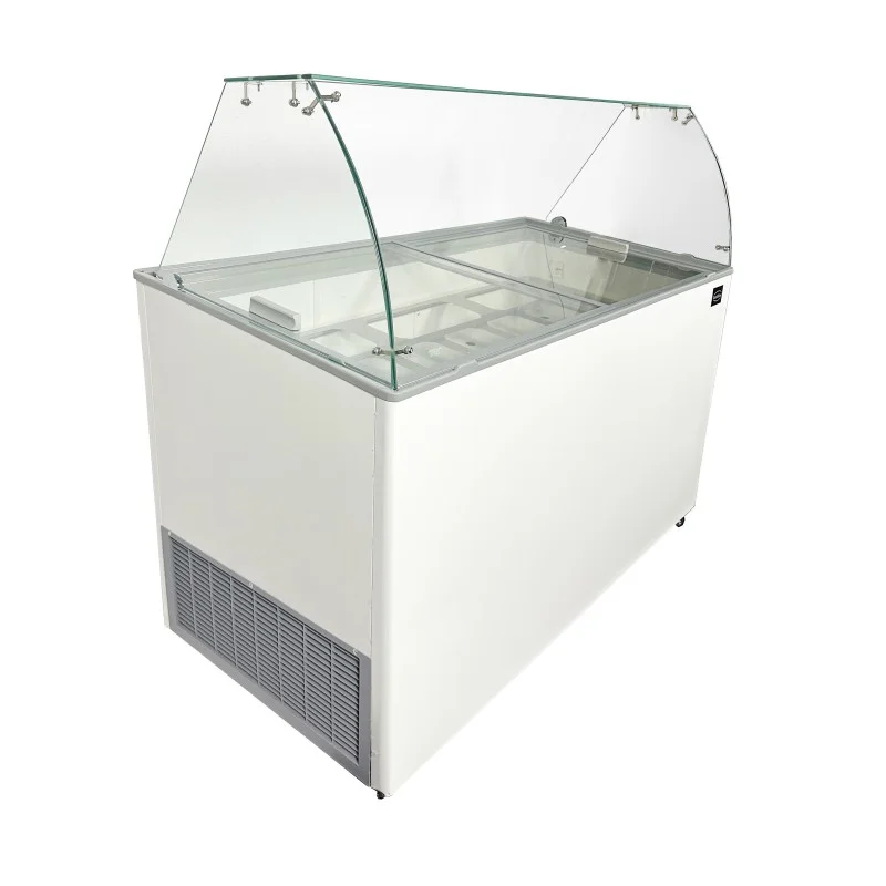 Vitrine à glace ventilée avec bac de stockage en dessous - capacité 10 x 5 litres - Nouvel Arrivage