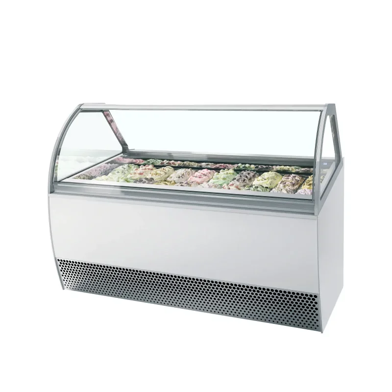 Dernière Chance Vitrine à glace ventilée pour 20 bacs avec façade bombée - capacité 20 x 5 litres - TEFCOLD