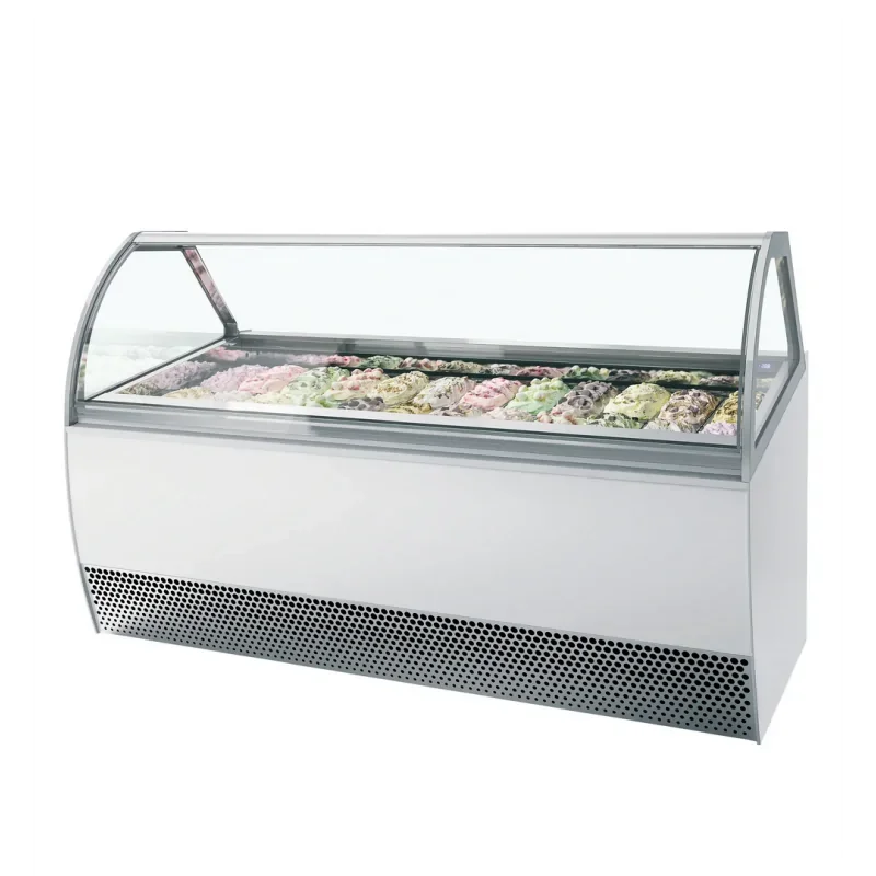 Acheter En Ligne Vitrine à glace ventilée pour 24 bacs avec façade bombée - capacité 24 x 5 litres - TEFCOLD