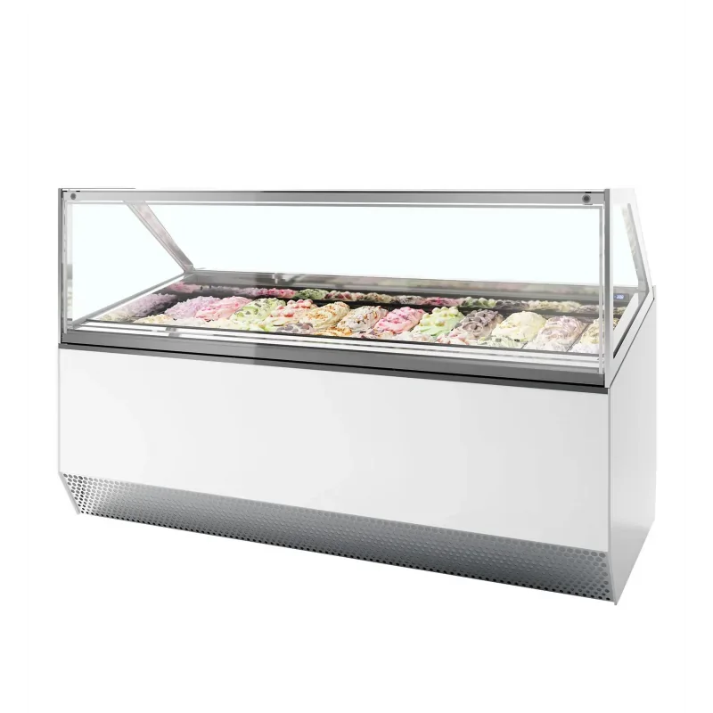 Retour Gratuit Vitrine à glace ventilée pour 24 bacs avec façade droite - capacité 24 x 5 litres - TEFCOLD