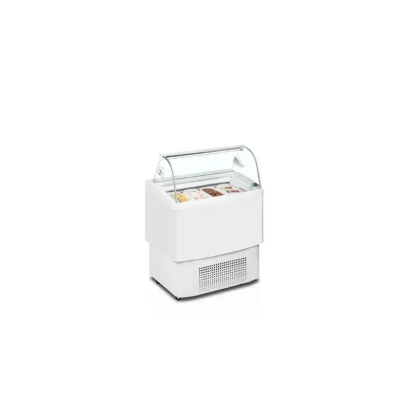 Prix Choc Vitrine à glace ventilée pour 4 bacs avec façade bombée - capacité 4 x 5 litres - TEFCOLD