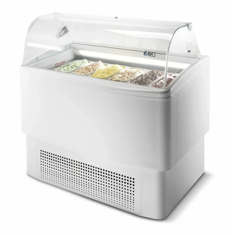 Vitrine à glace ventilée pour 7 bacs avec façade bombée - capacité 7 x 5 litres - TEFCOLD Achat Immédiat