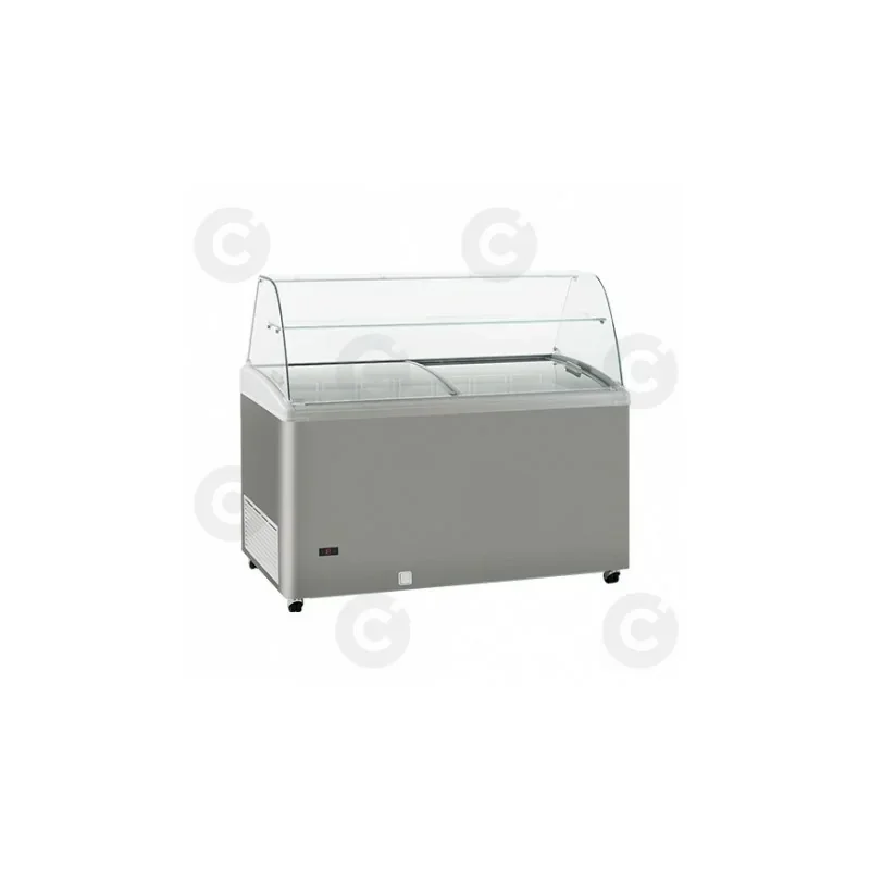Produit De Marque Vitrine comptoir conservateur de crèmes glacées - Gamme aspect inox -394 L -TENSAÏ