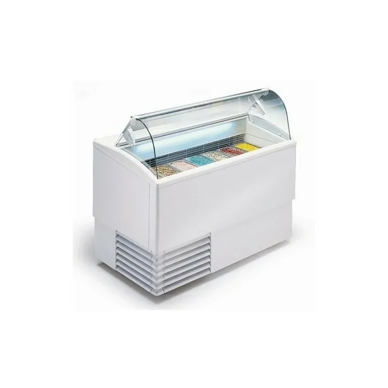 Vitrine crème glacée + 6 bacs 5 litres - Modèle ISETTA 6 - Vitrageincurvée Bon Marché
