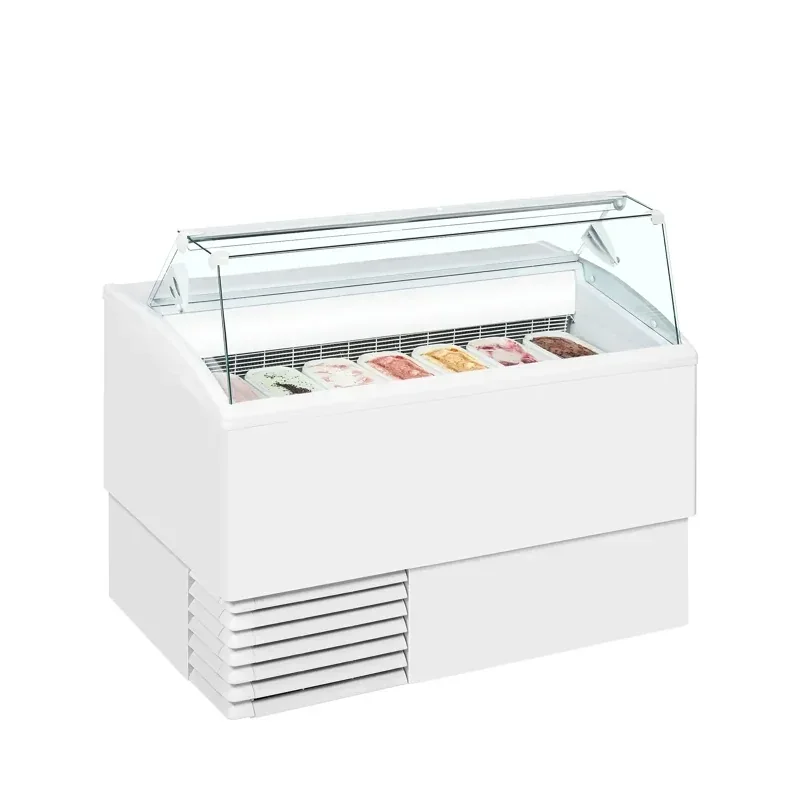 Retour Gratuit Vitrine crème glacée + 7 bacs 5 litres - Modèle ISETTA 7 - Vitragedroit