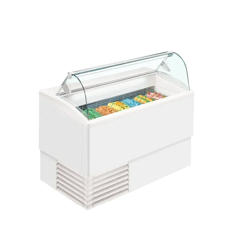 Vitrine crème glacée + 7 bacs 5 litres - Modèle ISETTA 7 - Vitrageincurvée Produit De Marque