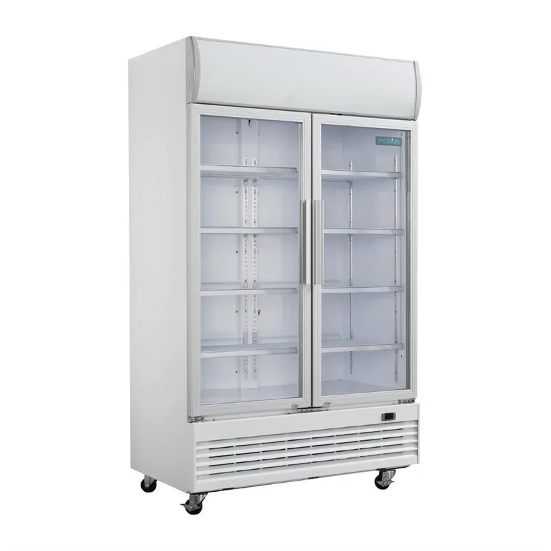 Achat Immédiat Armoire réfrigérée 2 portes vitrées à charnières avec caisson lumineux Polar Série G 950L