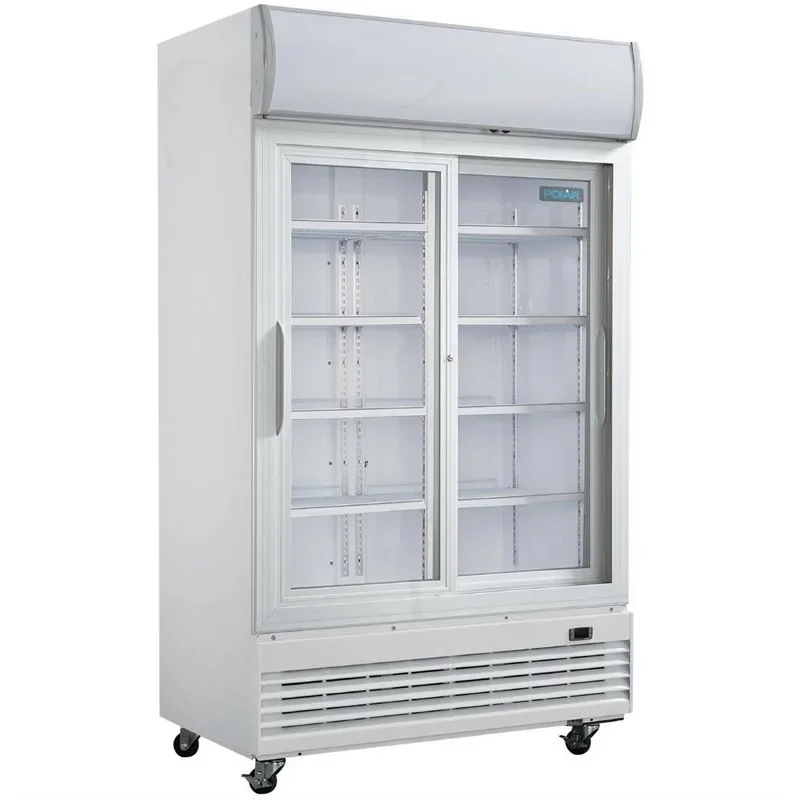 Expédition Rapide Armoire réfrigérée 2 portes vitrées coulissantes avec caisson lumineux Polar Série G 950L