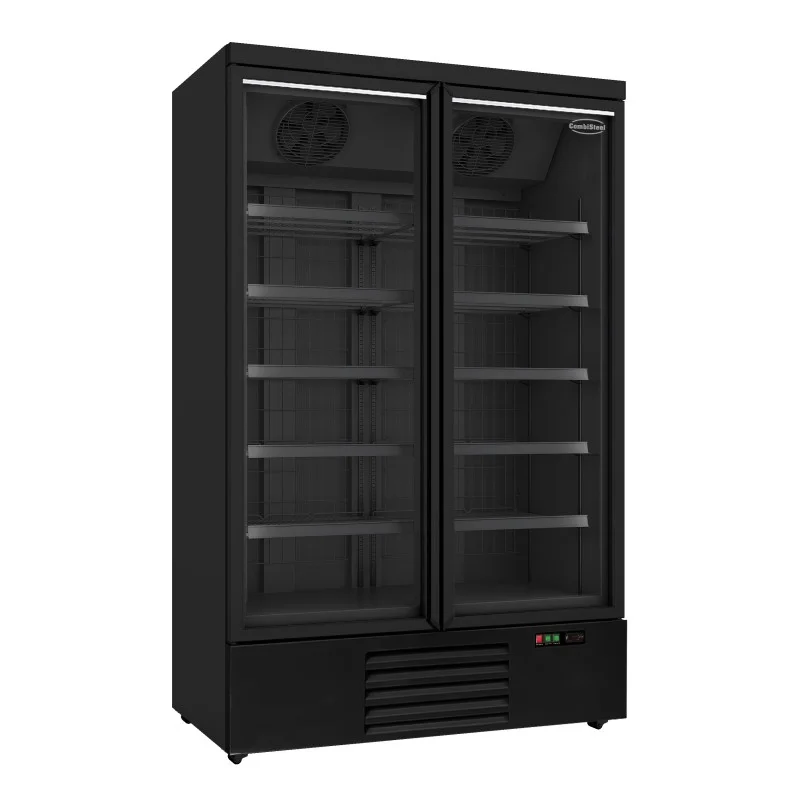 Offre Spéciale Armoire réfrigérée full black négative -18/-22°C - 2 portes vitrées battantes - 1000 litres
