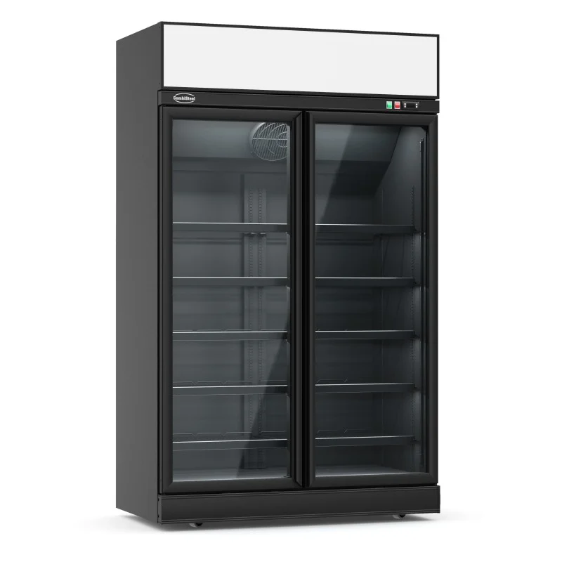 Armoire réfrigérée full black négative avec canopy -18/-22°C - 2 portes vitrées battantes - 1000 litres Commande En Gros