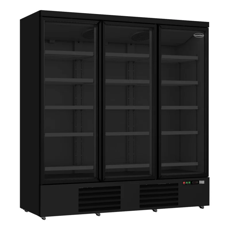Marque Armoire réfrigérée full black positive 0/+10°C - 3 portes vitrées battantes - 1530 litres