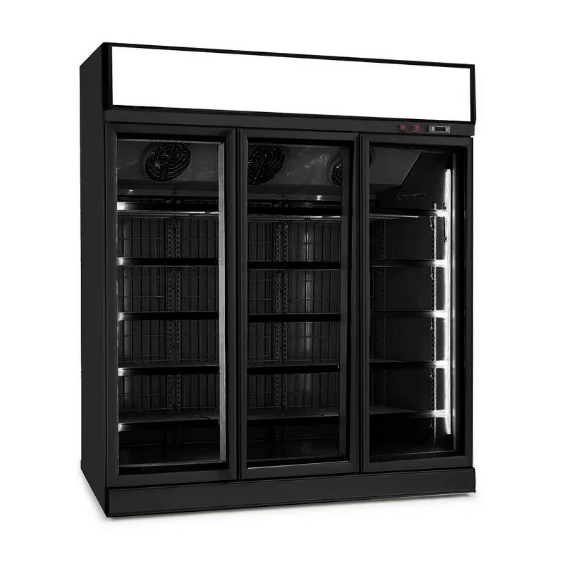Armoire réfrigérée full black positive avec canopy - 0/+10°C - 3 portes vitrées battantes - 1530 litres Must-Have