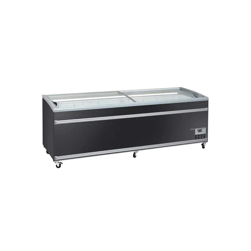 Congélateur ilot de supermarché noir 1100 litres - T° -15 à -18 - °C - 2506 x 858 x 892 mm Must-Have