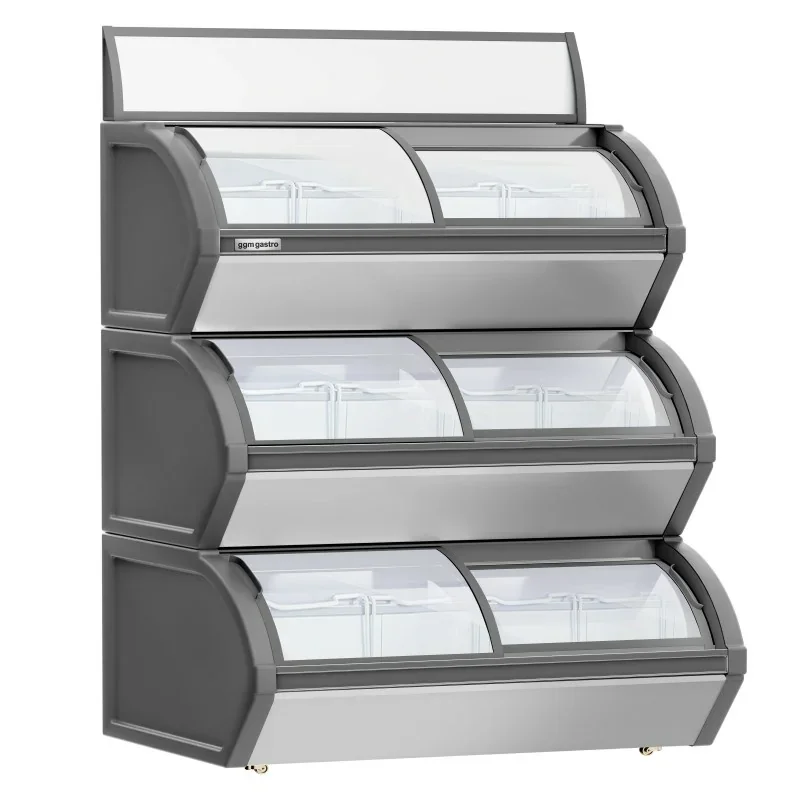 Congélateur vitré à 6 portes coulissantes - 1200 x 900mm - 420 L- 3 zones de réfrigération indépendantes Haute Qualité