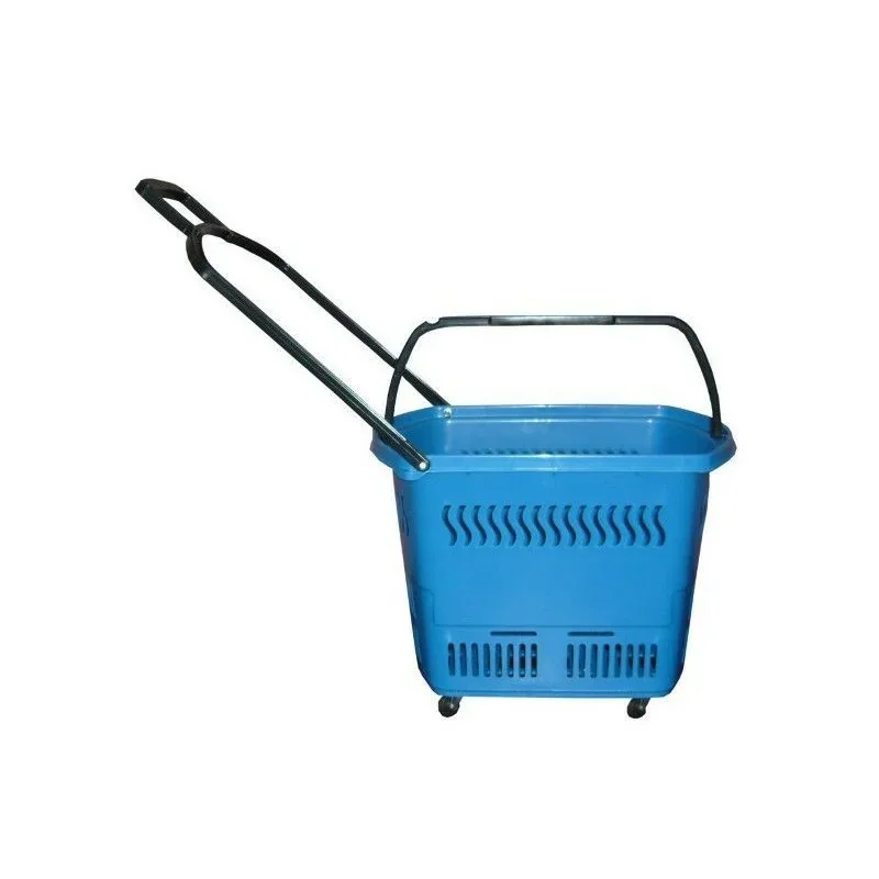 Petit Prix Panier à roulettes de supermarché - 54 litres - Bleu